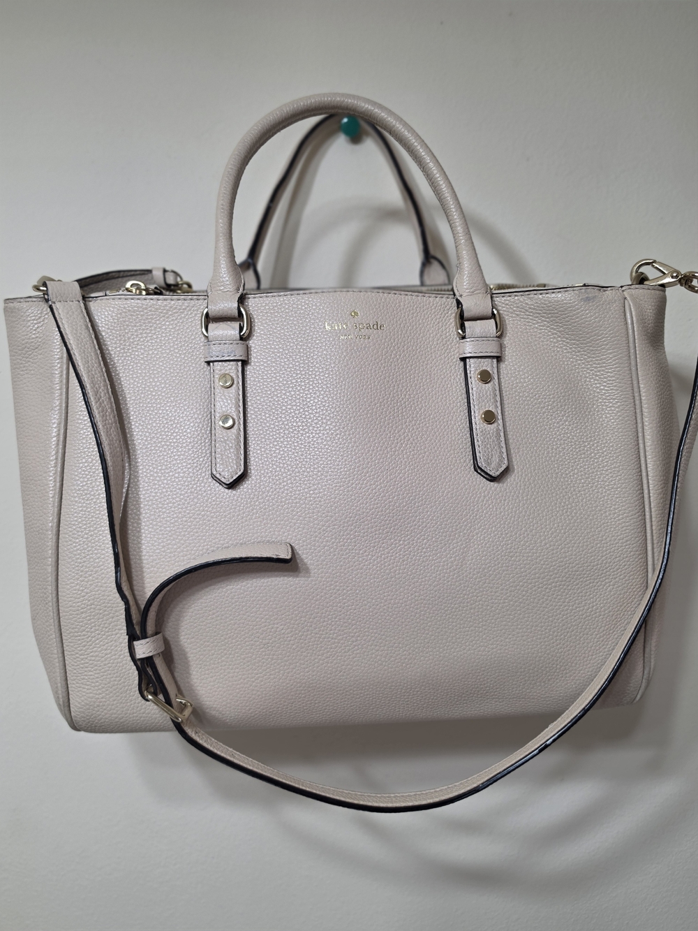 Kate Spade Pebbled Leather Satchel - Light Beige